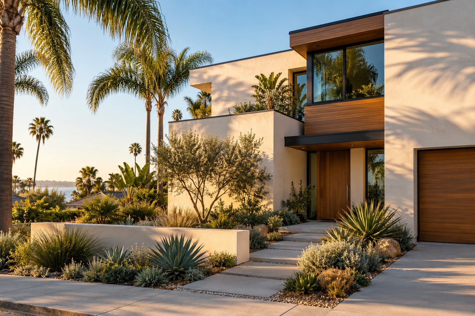 Southern California home in warm afternoon light
